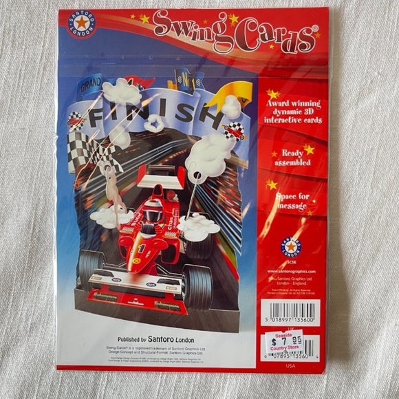 Santoro Interactive 3D Swing Greeting Card, Racing Car - Picture 3 of 5